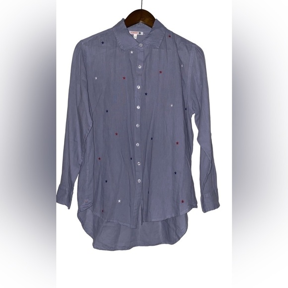 Anthropologie Sundry Stars Collared Button Roll Tab Cuff‎ Shirttail Hem Women S - Picture 1 of 9